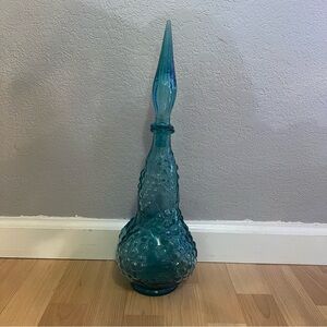 Vintage MCM Empoli Genie Blue Glass Bottle Decanter